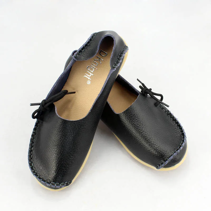 Women Genuine Leather Flats Fashion Slip-on Moccasins Loafers Ladies Casual Flats Female Driving Shoes 20 Colors Big Size 34-44