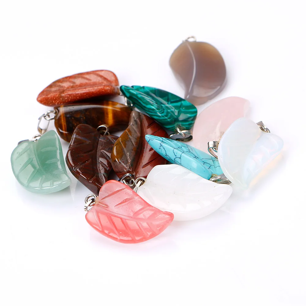 Yumten природный камень кленовый лист листья подвеска кристаллы ожерелье подвески