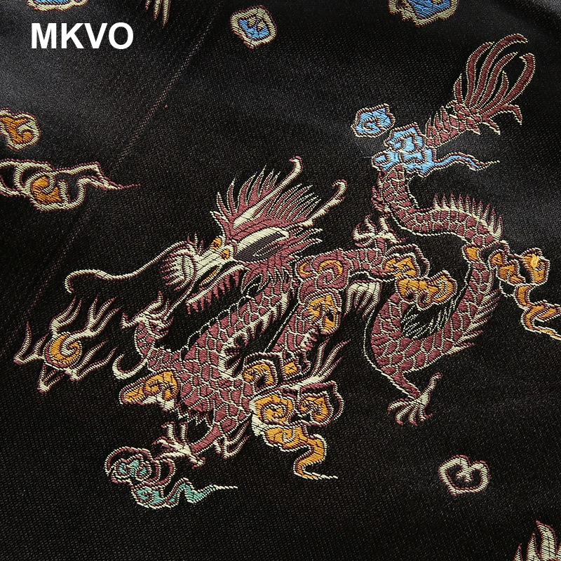 Женская мини юбка с вышивкой в стиле ретро Черная открытая золотистого дракона