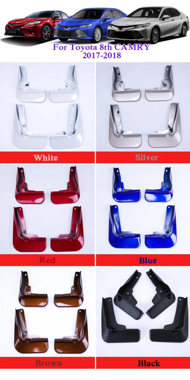 

4pcs Car Styling Mud Flaps Splash Guard Mudguard Mudflaps Fenders Perfector External Decoration For Toyota 8th Camry 2017 2018