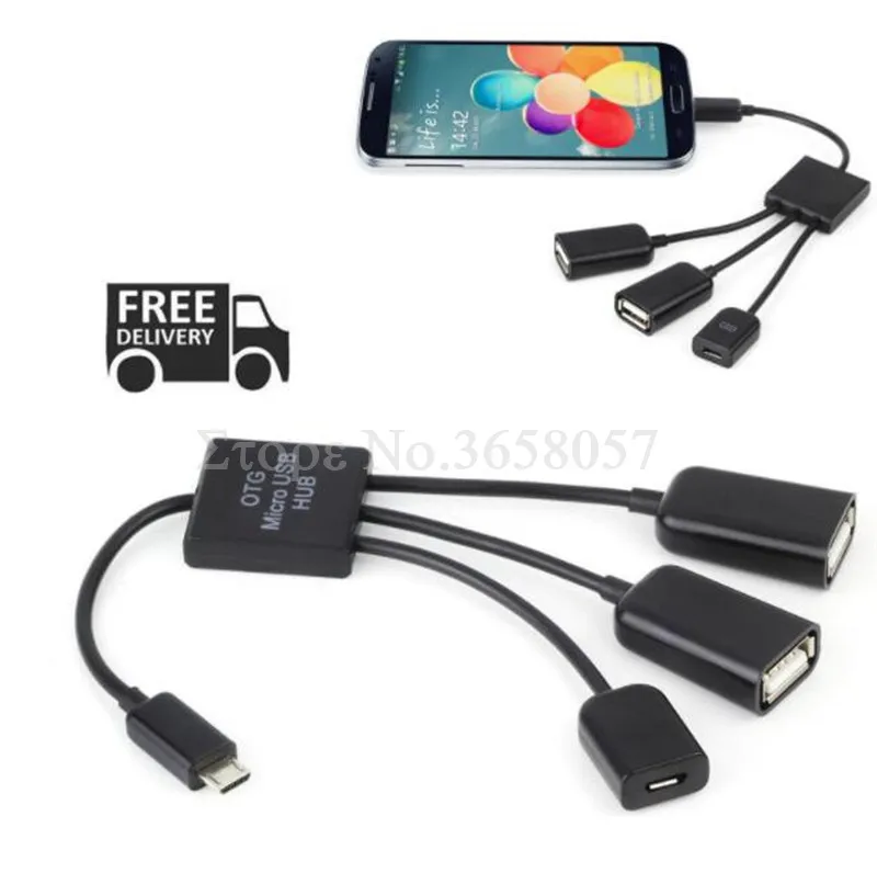 100 шт./лот * 3 в 1 микро usb OTG концентратор кабель разъем сплиттер порта USB зарядное