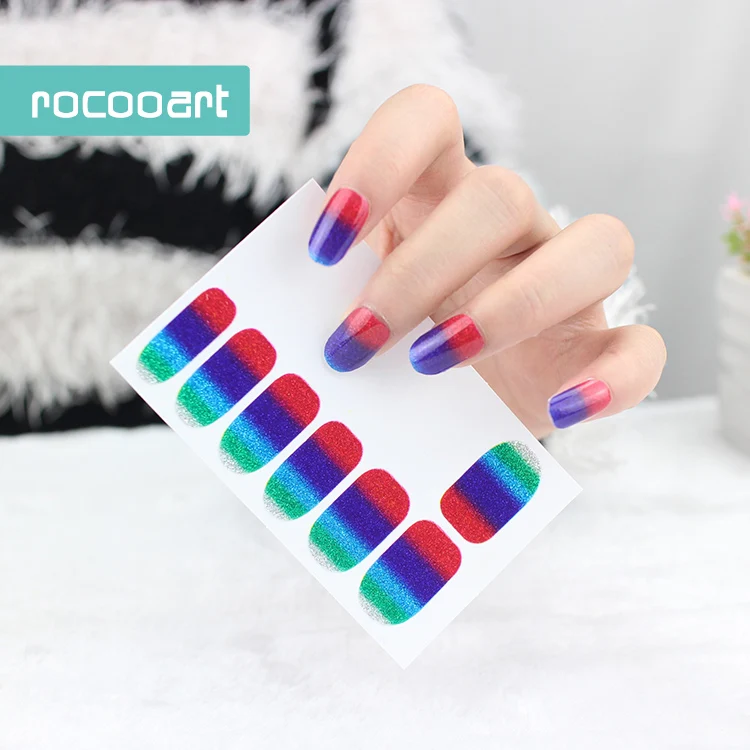 Rocooart Y5022 зеленый синий красный смешанный СТИКЕР для ногтей градиентный цвет