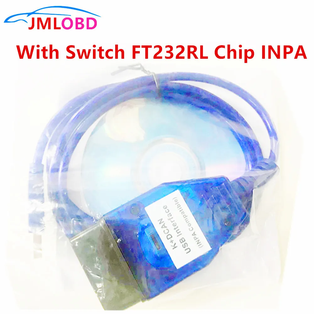 Белый/синий для INPA K + CAN с чипом FT232RL переключателем DCAN USB интерфейсный кабель KCAN