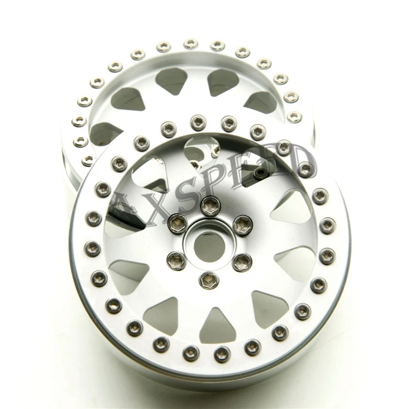 AXSPEED серебро 2 сплавочных ободьев дюймов колёсные диски для 1/10 RC D90 SCX10 CC01 D110 Рок
