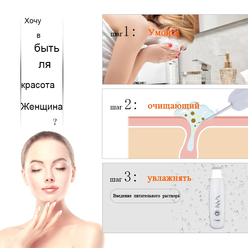 Ультразвуковая щетка для кожи удаление угрей лица Глубокая чистка пилинг