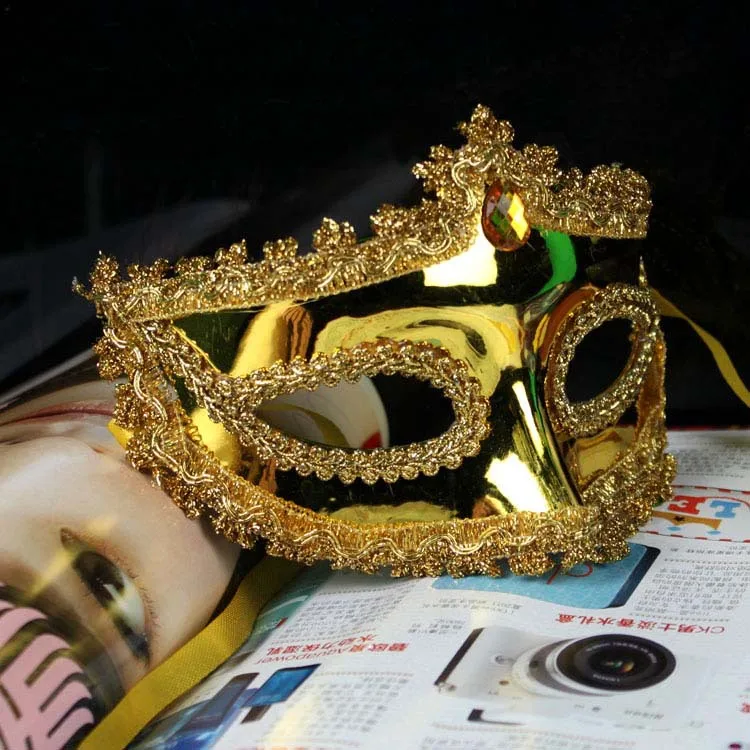 New High-end Drilling Wai Lace Eye Liner Gold and Silver Mask Children's Performance Props Party Toys Movie Theme Supply | Дом и сад