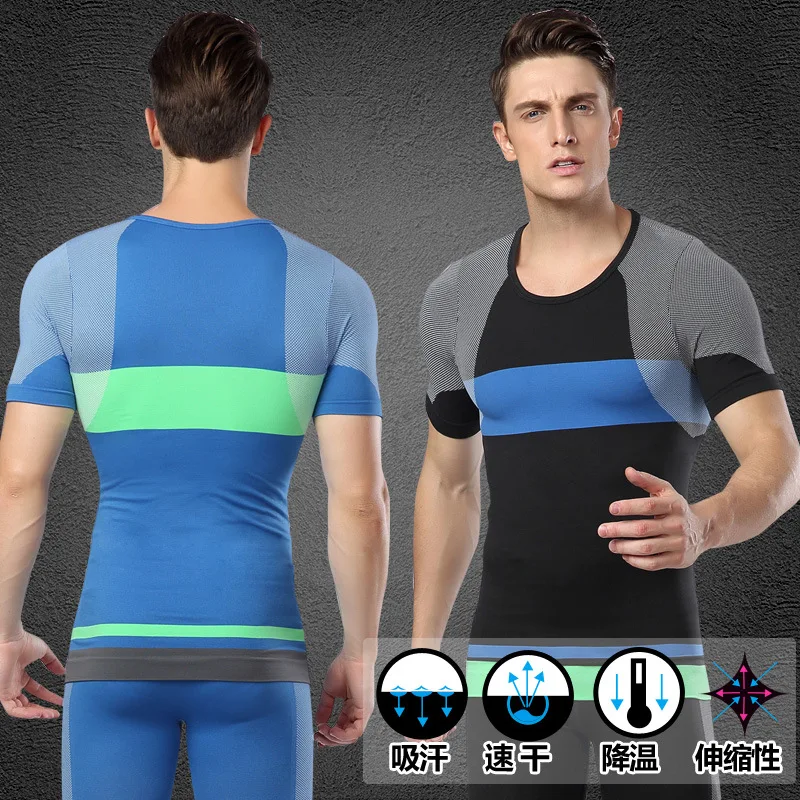 Yoga Pro Compression Quick Dry Tee Men GYM Plus Size Muslce T-shirt Fitness Exercise Top Sport Run Bodybuilding Workout MA14 | Спорт и