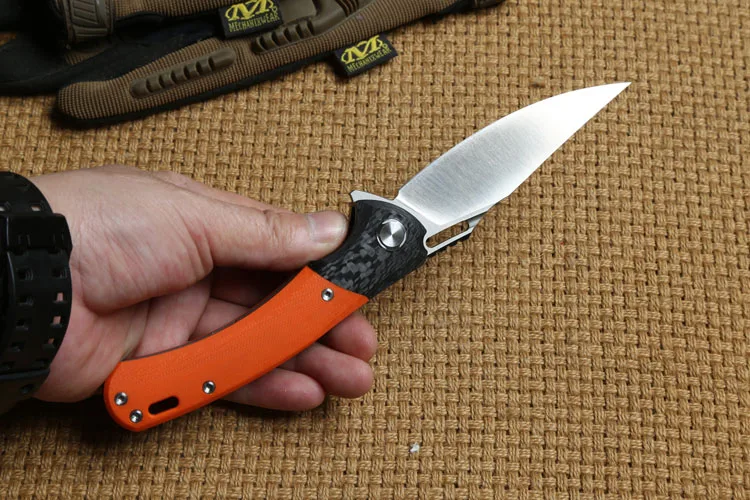 DICORIA Red wolf fish ball bearing Flipper folding knife S90V blade G10 handle outdoor survival camping hunting knives EDC tool |