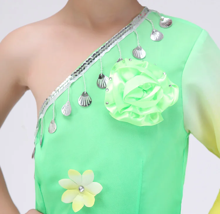 Children's National Costumes Chinese Folk Dance Yangko Clothing iFan Clothes Jasmine Flower Drum | Тематическая одежда и