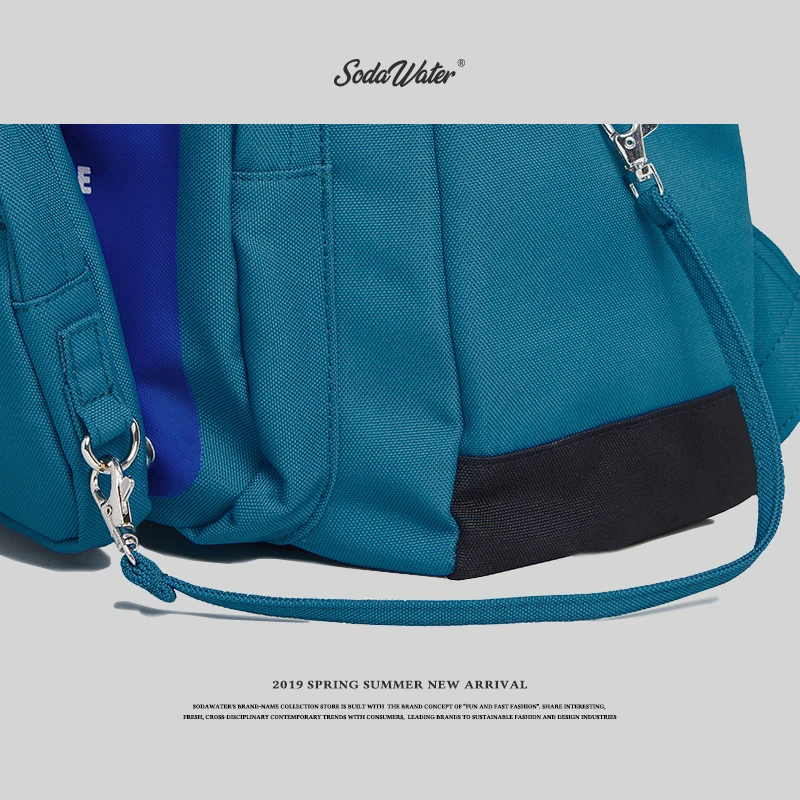 

SODAWATER Men Blue Black Backpack Hip Hop Casual Solid Color Laptop Backpack Detachable Pouches Functional Men Bag 215AI2019
