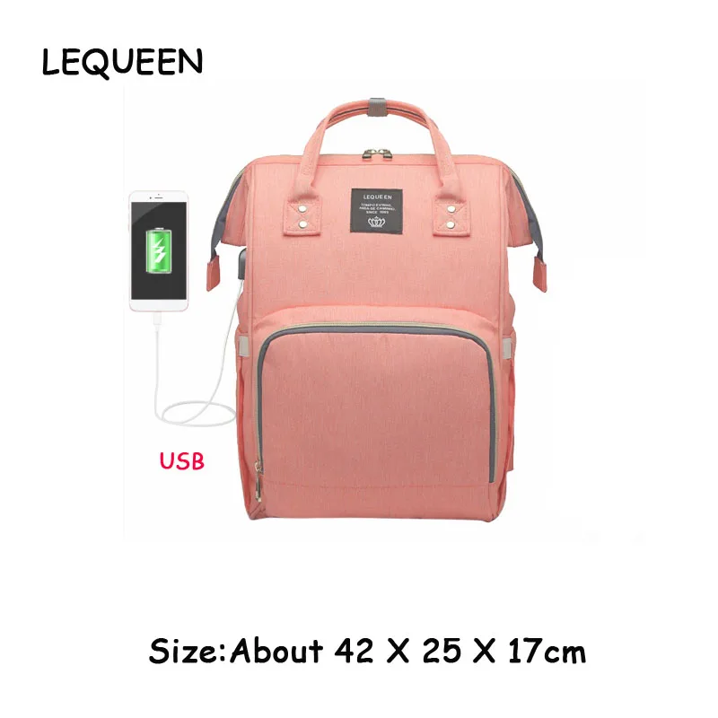 258903.03 LEQUEEN USB Водонепроницаемая сумка для подгузников, usb зарядка, большие рюкзаки для кормящих мам, сумка для подгузников, бренд bolsa maternidade - Цвет: 258903.03