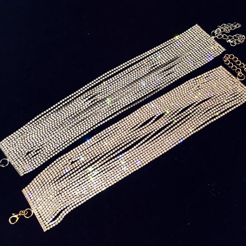 Роскошный стразы чокер с кристаллами массивное ожерелье 2017 многослойное