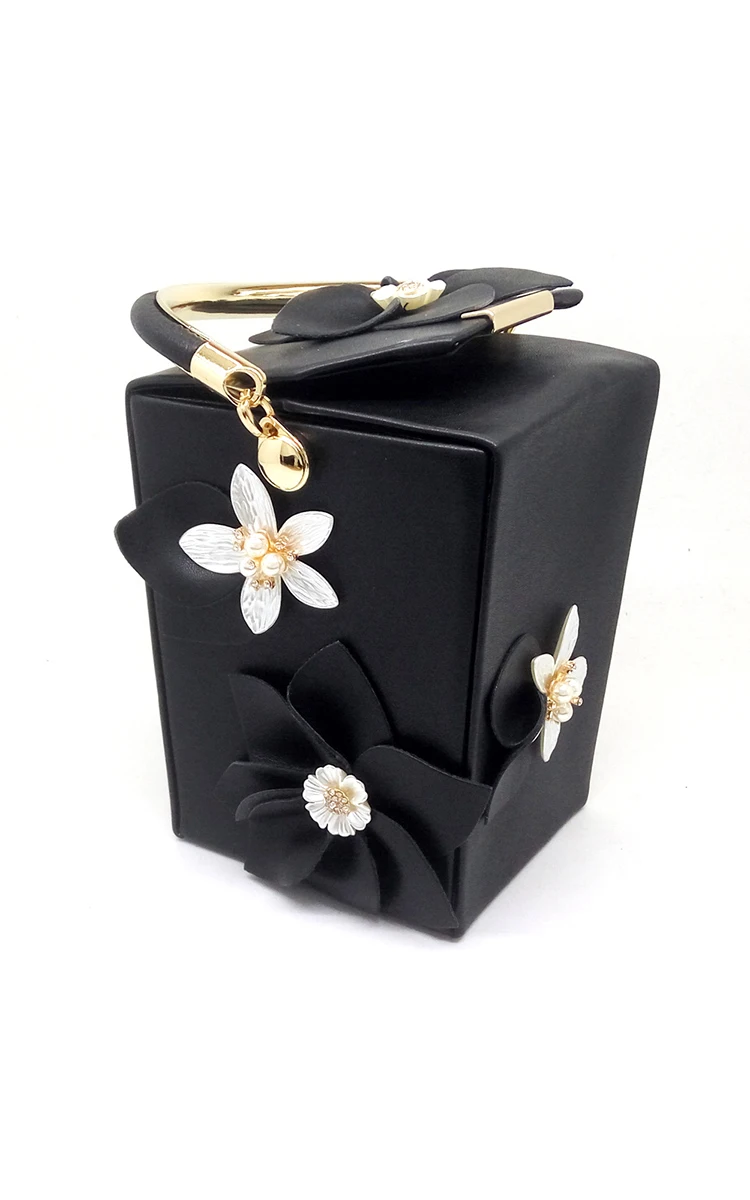 Вечерний женский клатч Boutique De FGG, оригинальная сумочка в форме подарочной коробки с цветами и бусинами, кошелек, сумка-тоут, свадебный кошелек
