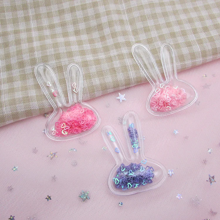 10 шт./лот Kawaii Кролик голова ПВХ прозрачные аппликации с красочными блестками DIY