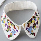 Винтажный Модный искусственный воротник, белый милый темпераментный Ретро Воротник в стиле ретро, изысканный дикий принт, вышивка, декоративный