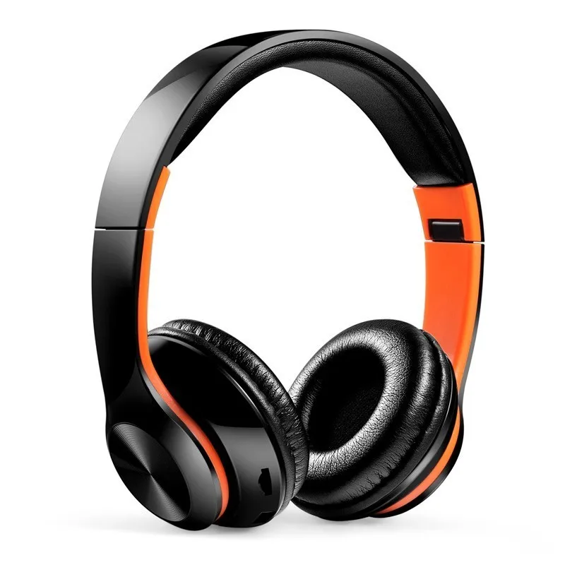 Headphones-Orange Беспроводные наушники Bluetooth V5.0 складывающиеся наушники с встроенным микрофоном Поддержка TF, FM, Aux гарнитуры для ПК/сотовых телефонов/ТВ - Цвет: Headphones-Orange