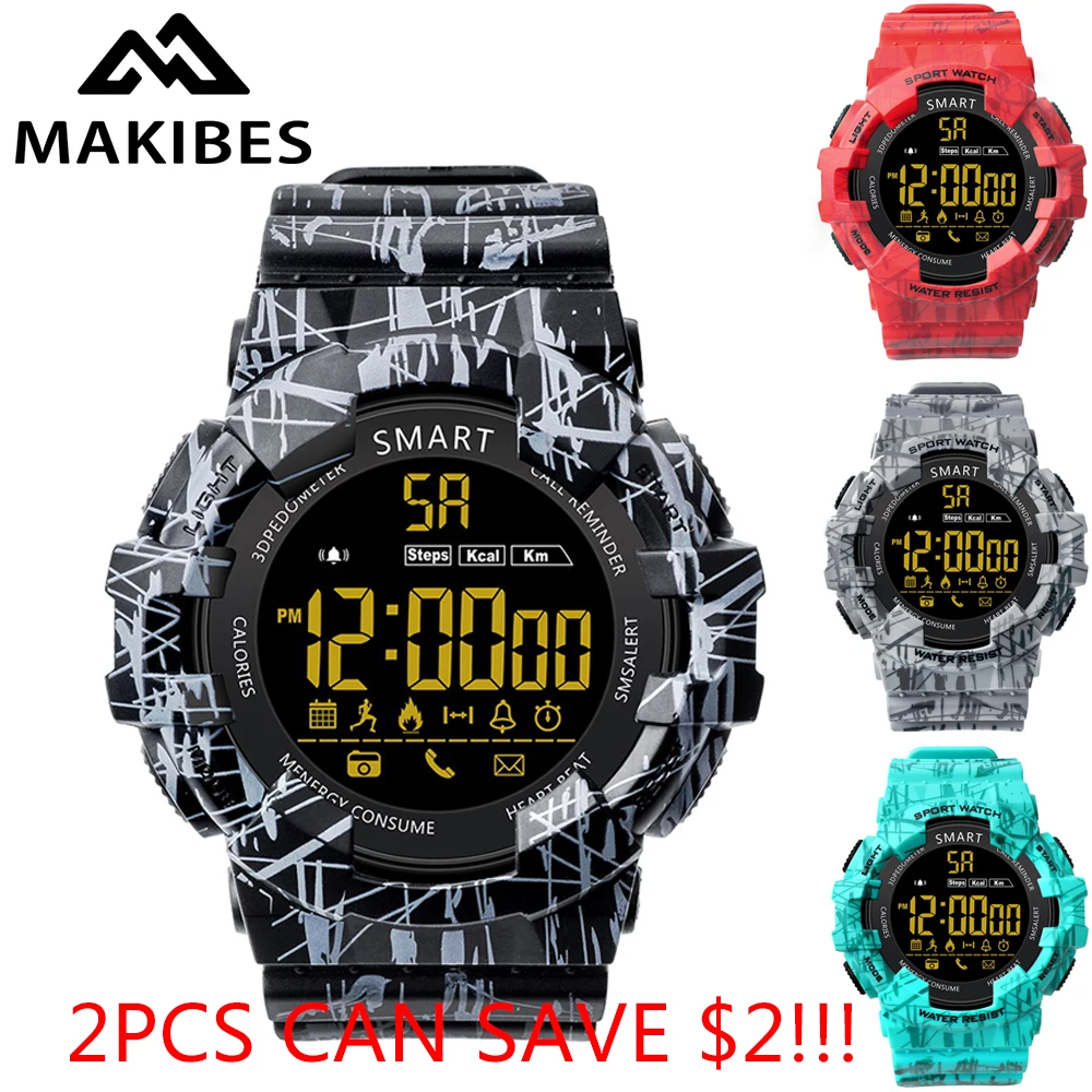 2 шт. может сохранить $2! Makibes GK02 спортивные часы EX16C 5ATM водонепроницаемый smartwatch