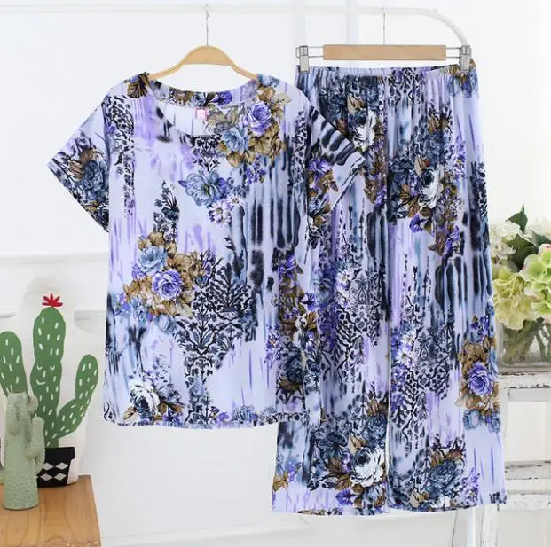 Style 9 Новое поступление, Женский пижамный комплект, одежда для сна, Женская хлопковая льняная Пижама с цветочным принтом, летняя повседневная свободная Ночная одежда, домашняя одежда - Цвет: Style 9