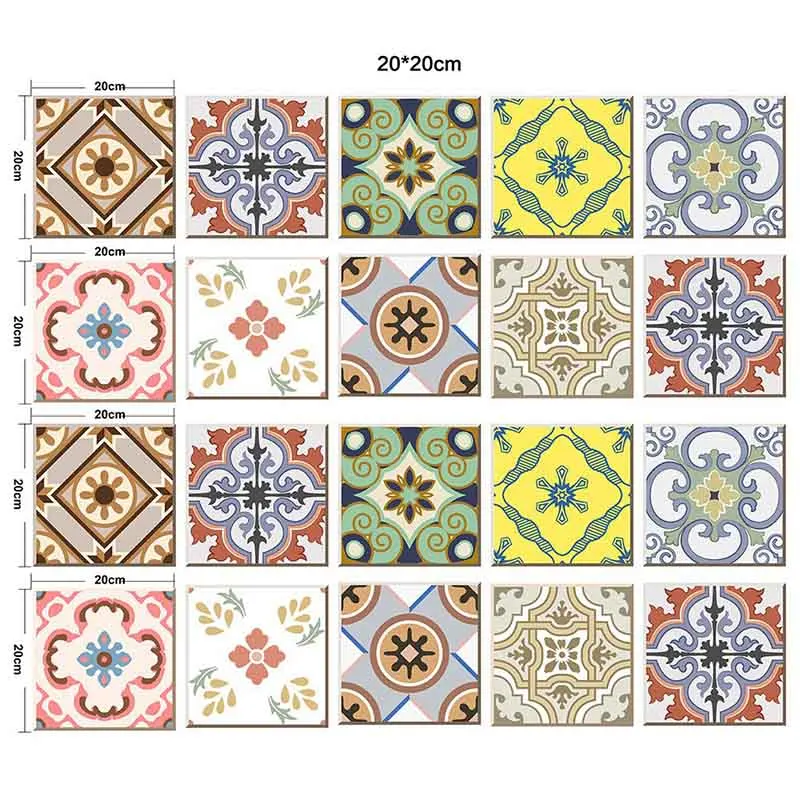 

Backsplash Tile Stickers 20 Pcs Set Traditional Talavera Tiles Stickers Bathroom & Kitchen Tile Decals Easy to Apply Just Peel