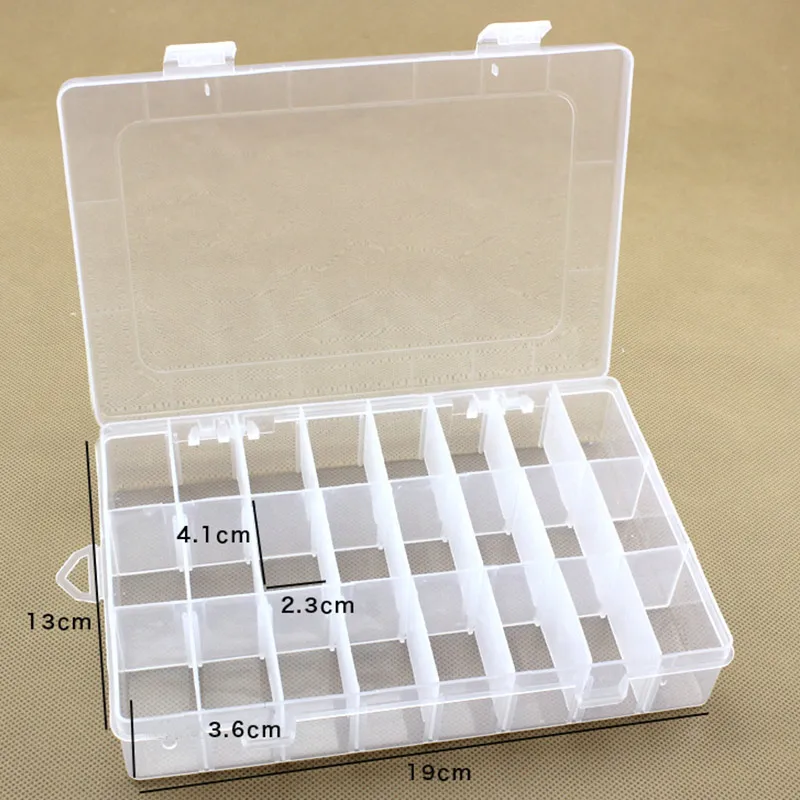 24 Grid Jewelry Storage Box False Nail Tips Crystal Dried Flowers Container Transparent Plastic Case TY99 |