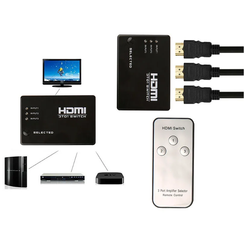 Мини HDMI 3/5 к 1 переключатель Ultra HD сплиттер 3D порт 1080P видео 4k Hdmi адаптер конвертер