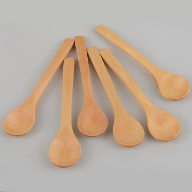 6 Pcs/Lot Kids Baby Milk Food Porridge Feeding Mini Wooden Spoon Teaspoon Condiment Utensil Ice Cream Spoon Tableware Tool