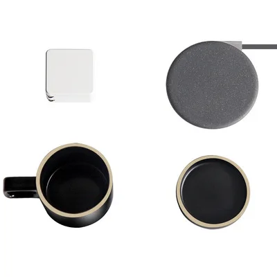 Black cup 100-240 В Подогрев чашки коврик теплый коврик для кофе молоко водонагреватель подстаканник Настольный отопительный инструмент беспроводной зарядный термостат - Цвет: Black cup