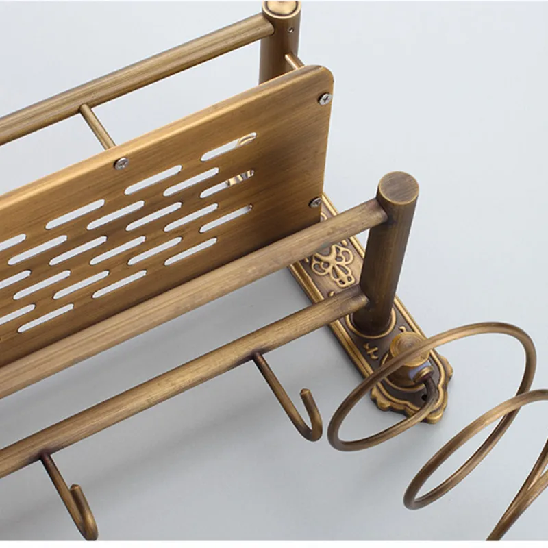 Античная латунная полка для ванной комнаты с полкой волос держатель полотенец