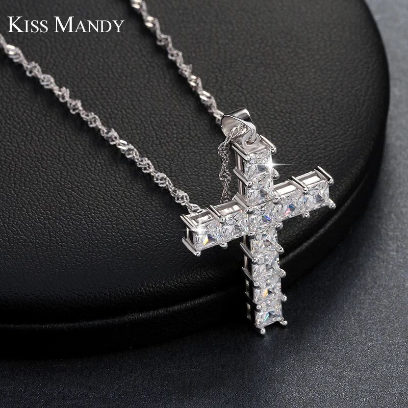 Женское классическое ожерелье KISS MANDY Cross с цепочкой 45 см 11 шт. фианитом LN100|women
