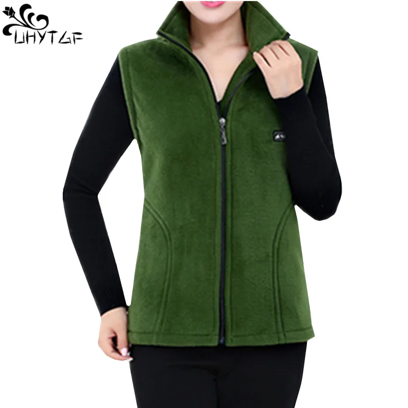 

UHYTGF 2021 New Fleece Women Vests Autumn Korean Plus Size Sleeveless Jackets Ladies Fashion Zipper Casual Waistcoat Female 442