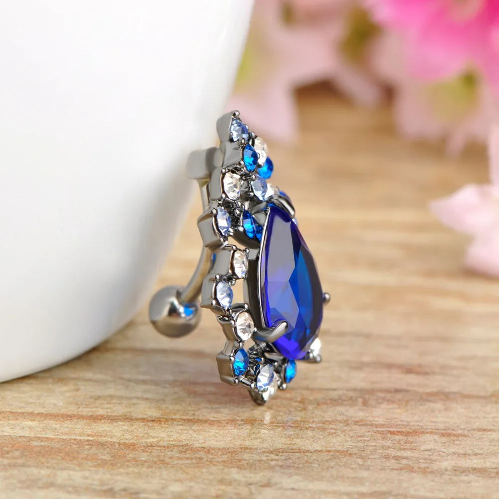 Кольцо для пирсинга пупка с крупными золотыми и зелеными кристаллами|jewelry