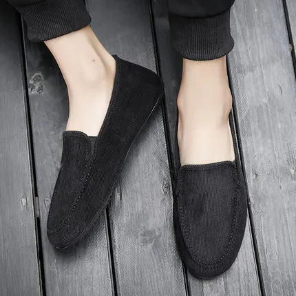 Черный Г. Весенне-осенняя мужская парусиновая обувь светская Мода guy beanbeanshoes Мужская обувь для отдыха Пекинская Тканевая обувь - Цвет: Черный