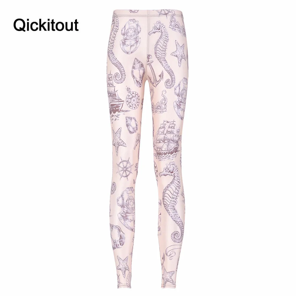 Qickitout Hot Sexy моды Пиратская Легинсы Брюки для девочек цифровая печать Морской Brown