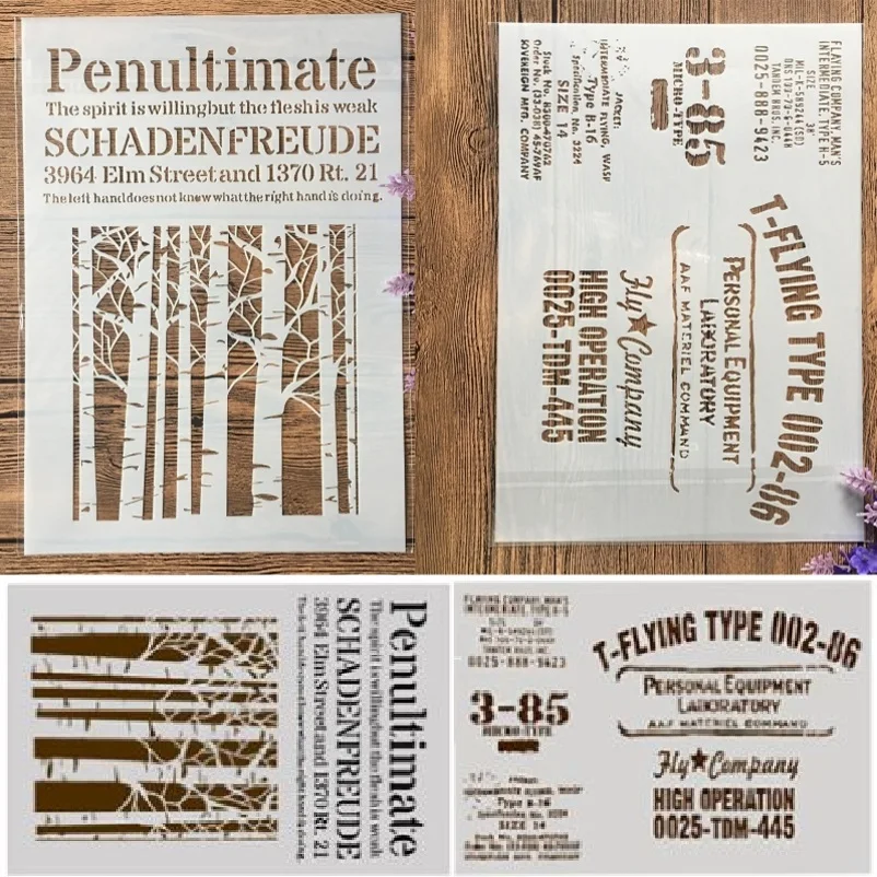 

2Pcs A4 Tree High Operation Words DIY Craft Layering Stencils Painting Scrapbooking Stamping Embossing Album Paper Template