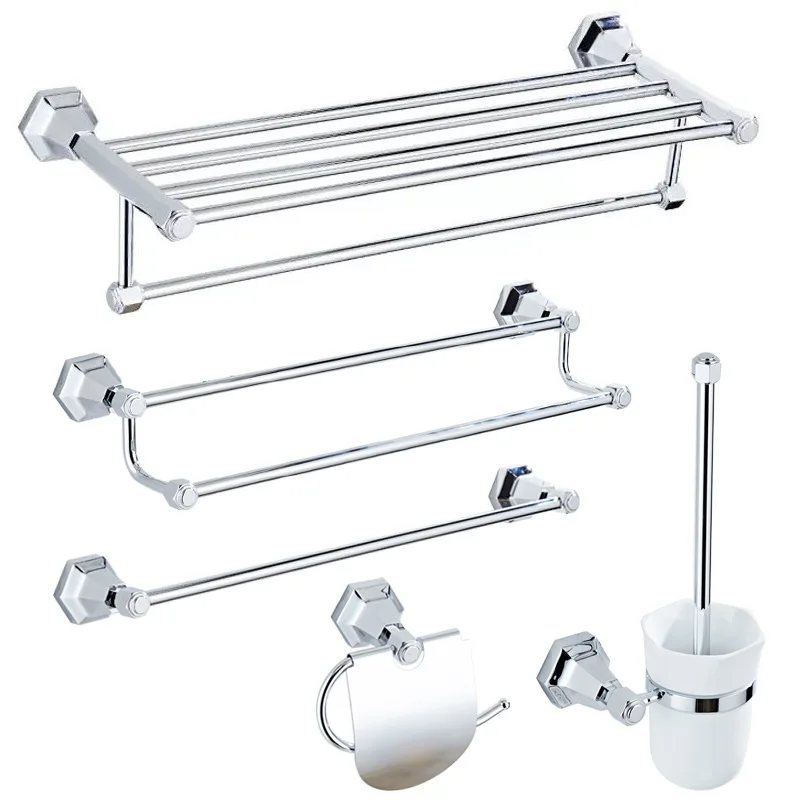 AUSWIND шестиугольная База аксессуары для ванной комнаты Серебряный полированный