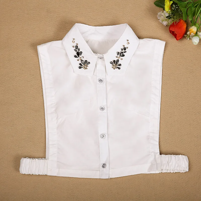 Модный жемчужный поддельный съемный воротник черная ложная рубашка с отложным