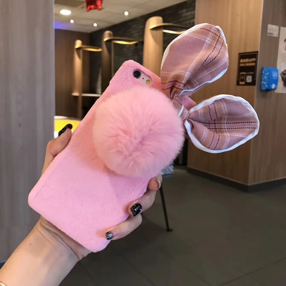 Kuutti Squishy Kawaii Плюшевые заячьи ушки DIY Чехол для мобильного телефона с плюшевым