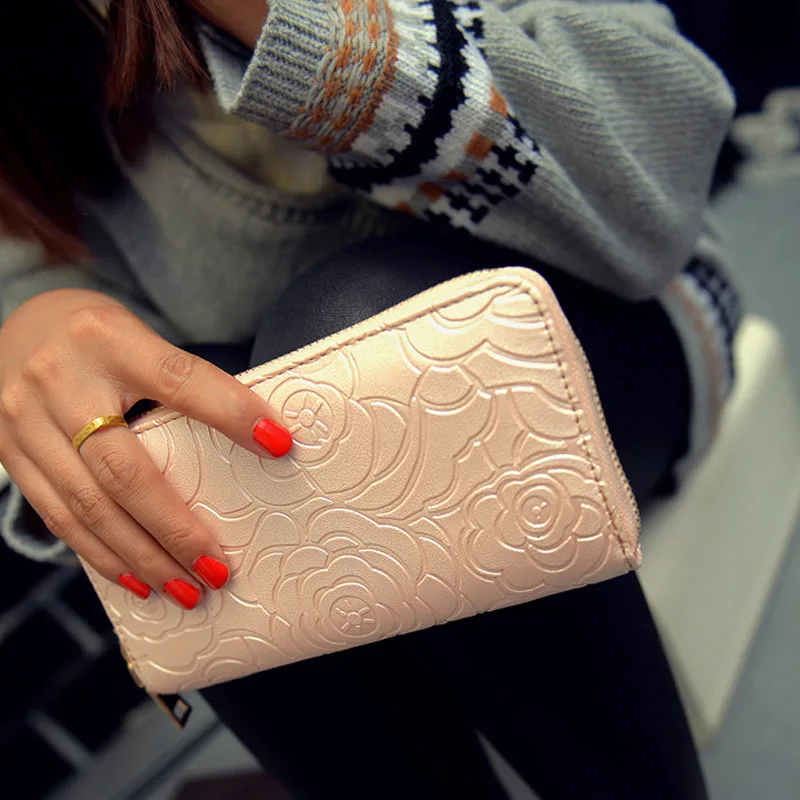 2018 модные женские туфли Цветочный принт из натуральной кожи бумажник сцепления