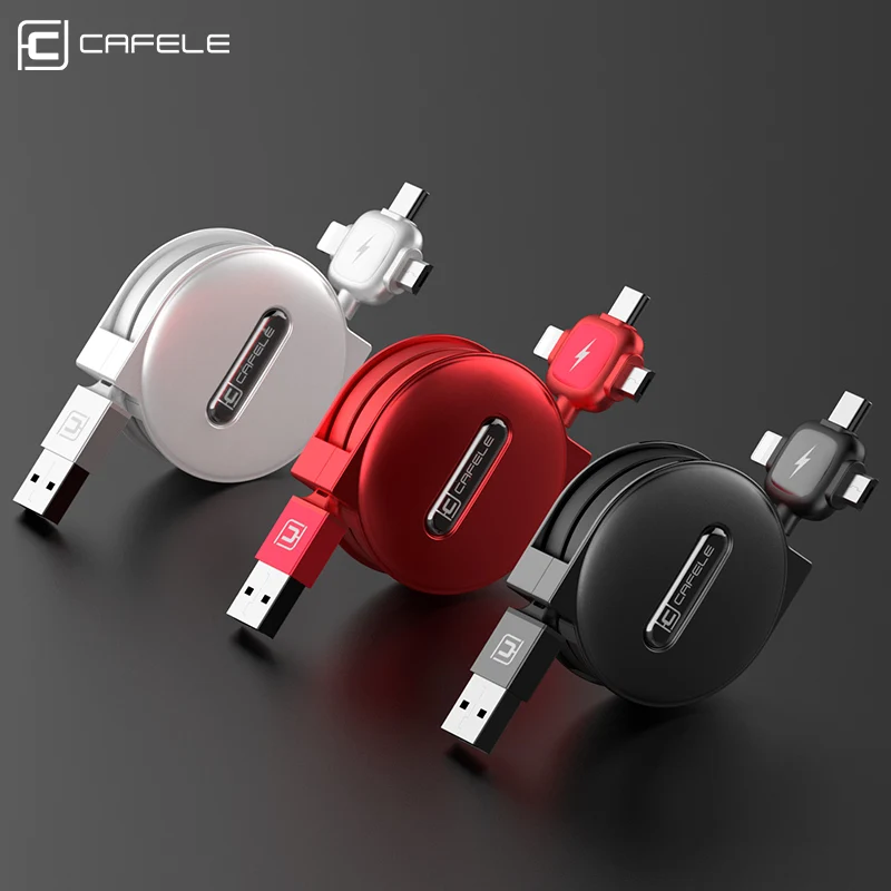 CAFELE 3 в 1 Выдвижной кабель type C Micro USB Кабели usb для зарядки iPhone samsung huawei Xiaomi кабели