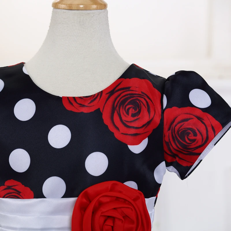 Розничная 2017 Новых Прибытие Лето Девочка Платье Печати И Точка Милые Девушки