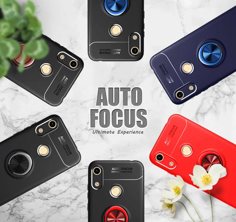 Luxury Cover for Huawei Honor 8A Play Armor Case Finger Car Ring Holder 8X 8C Capa Coque Etui 20 Pro Cases |