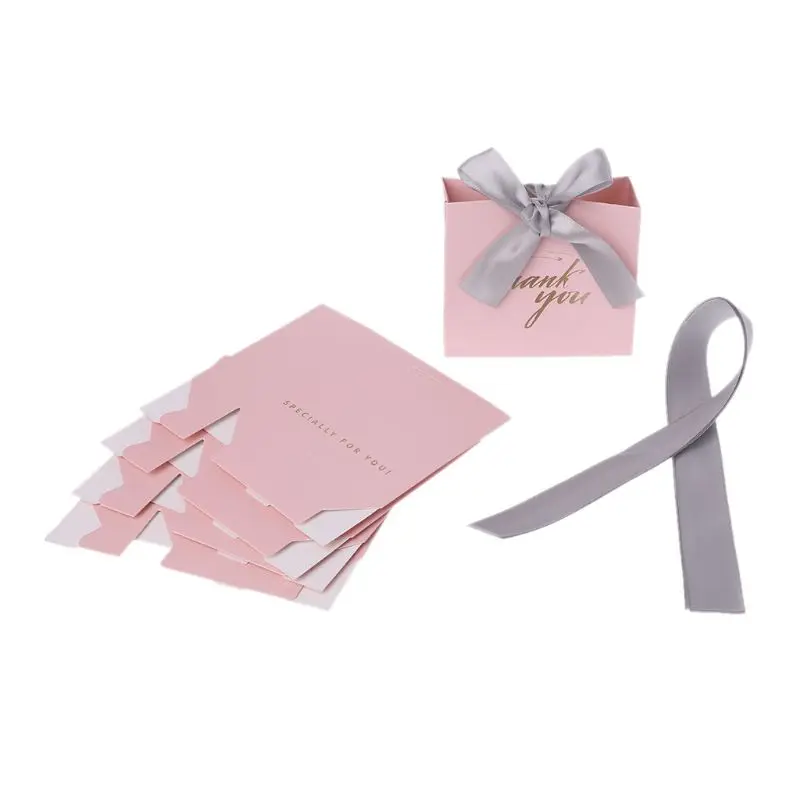 5Pcs Thank You Paper Candy Chocolate Cake Boxes Package Gift Bag Wedding Party Favors with Ribbon | Дом и сад