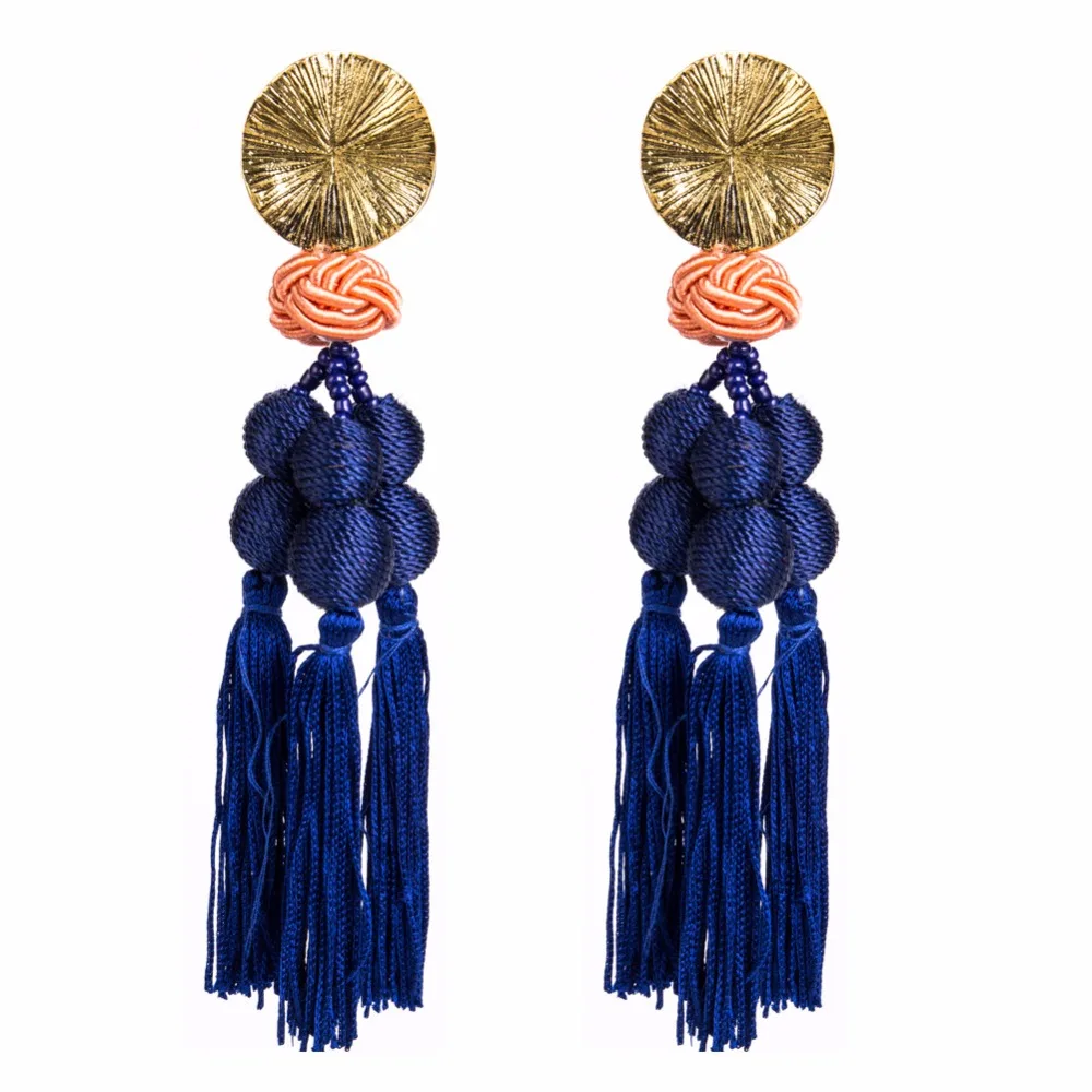 BOHO Braided PomPom Rope Knot Long Tassel Earrings Vintage Handmade Ethnic Chinese Fringes Balls For Women brincos | Украшения и