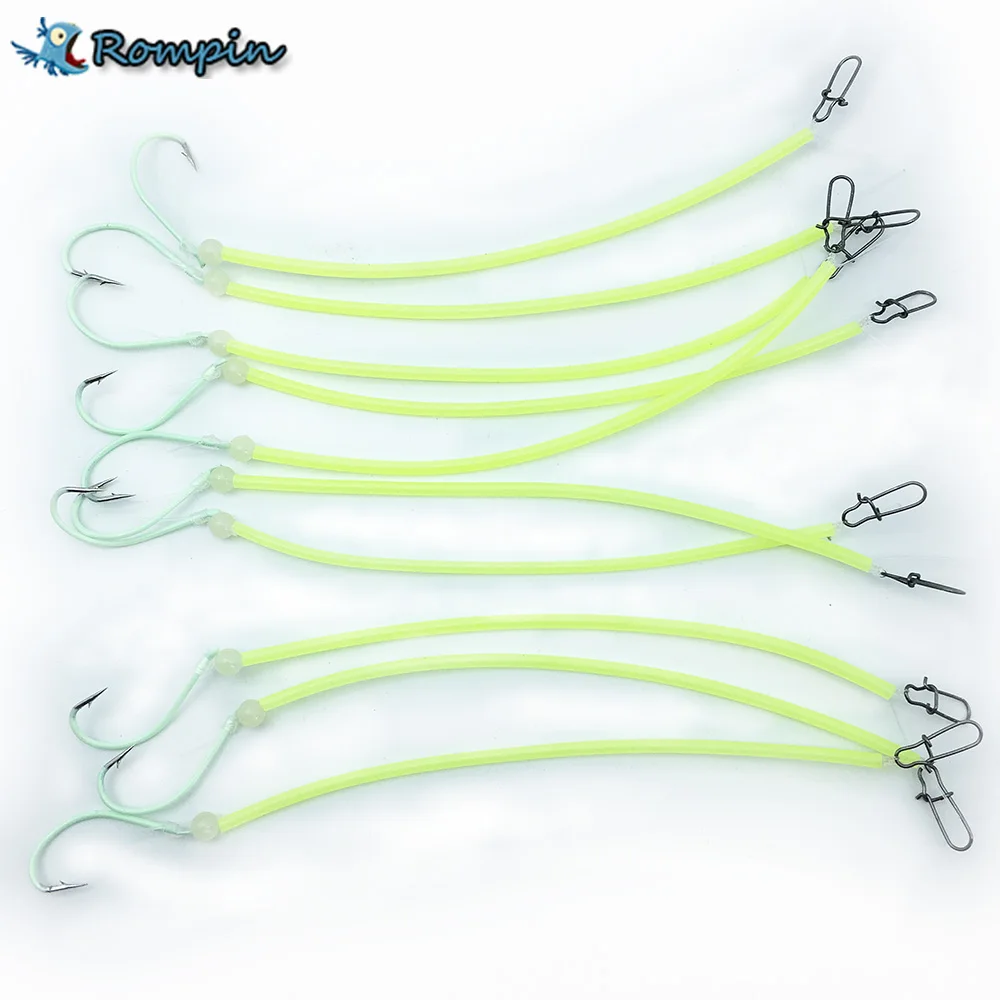Rompin 10 шт./пакет светящийся рыболовный крючок 12 18 # бородка аксессуары для снастей