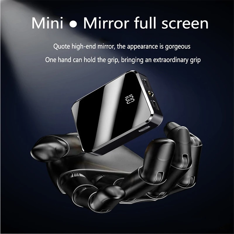 10000 мАч портативный мини банк питания зеркальный экран цифровой дисплей