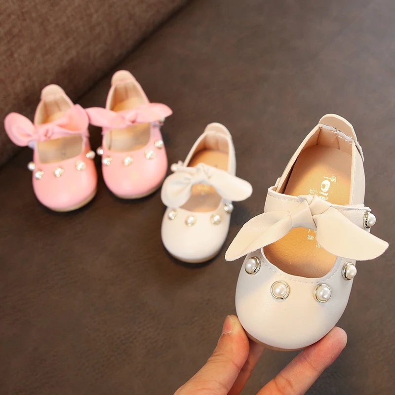 2019 New Spring Baby Girl Princess Pearl Shoes Toddler Party Anti-slip Bowtie Casual Enfants Size 15-25 | Мать и ребенок