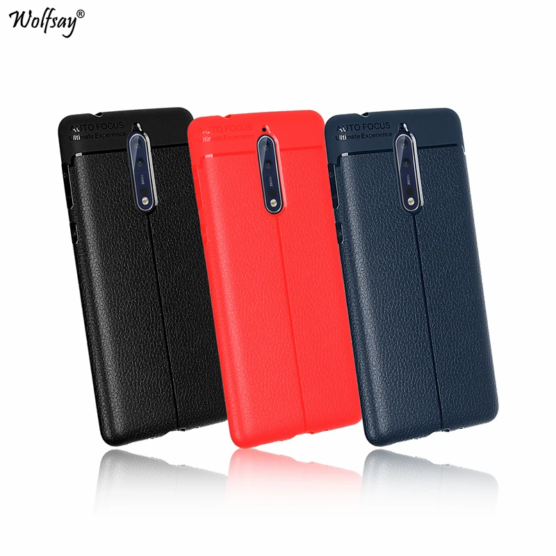 Матовый чехол Wolfsay с зернистой текстурой личи для Nokia 8 2017 TA-1012 мягкая силиконовая