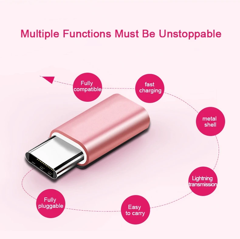 Адаптер для зарядного устройства с разъемом Lightning Female to type-C USB-C с разъемом type-C из алюминиевого сплава для Xiaomi huawei Vivo