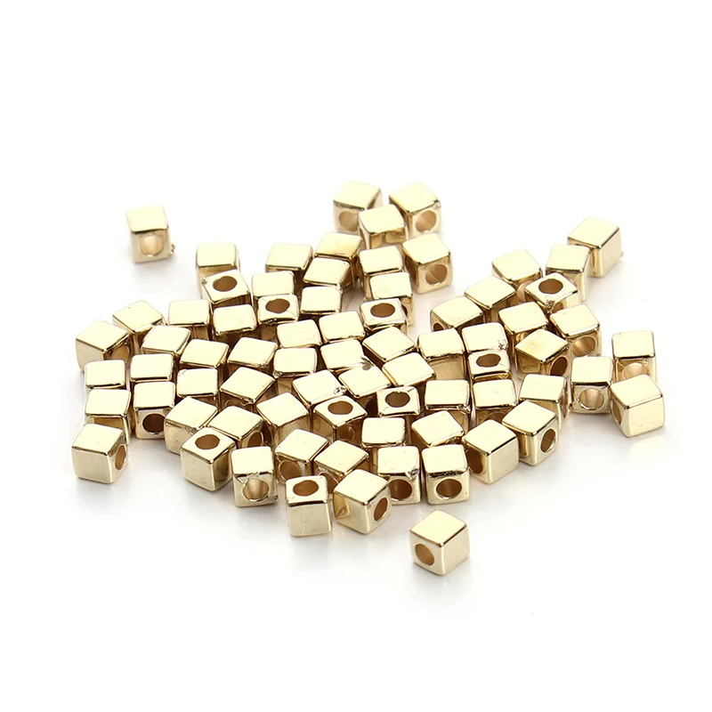 200 шт./мешок 3 мм/4 мм/5 мм Rhodium Gold CCB Пластик квадратный семена Бусины и бисер Большая
