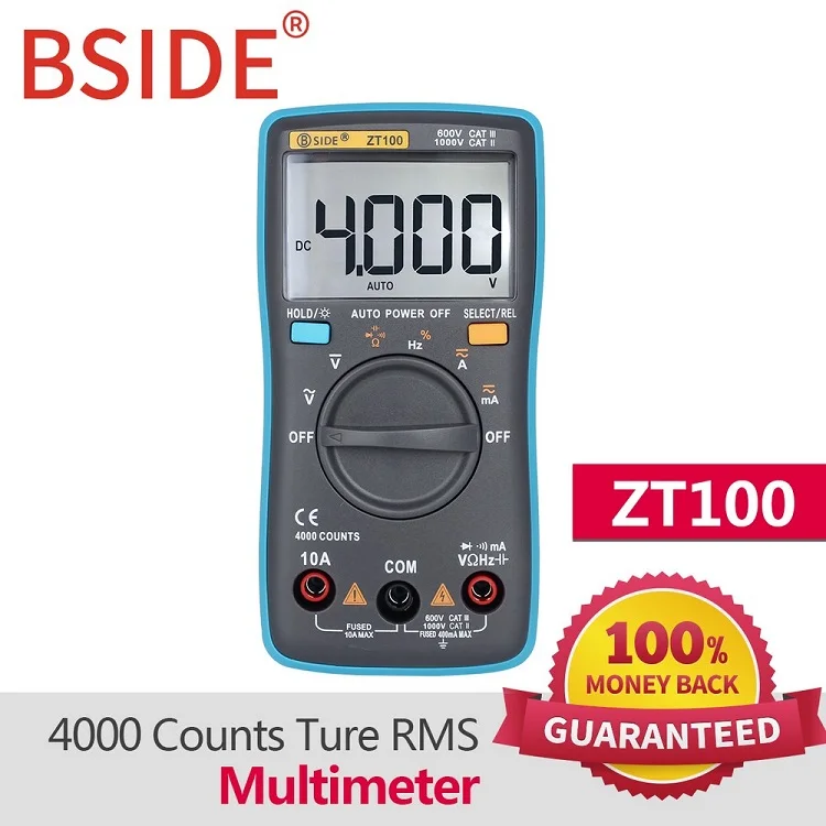 Цифровой мультиметр BSIDE ZT100 вольтметр с автоматическим выбором диапазона